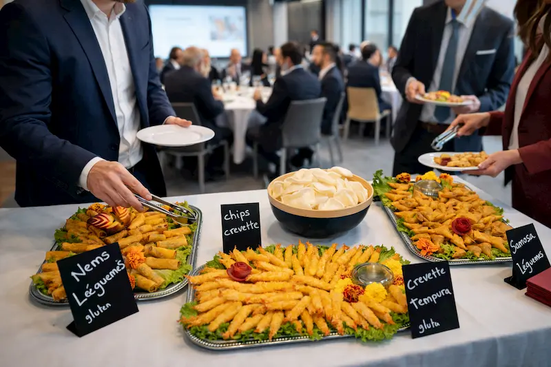 Buffet en entreprise avec personne qui se servent